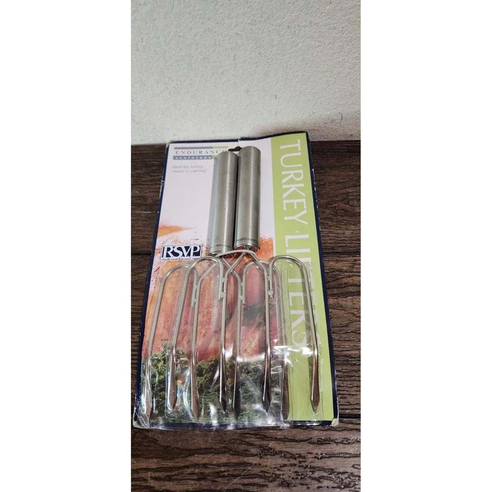 Rsvp Stainless Steel 2 Piece Turkey Lifter Lifting Fork Set USA